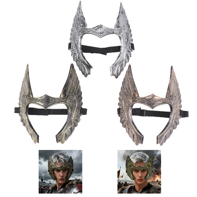 Viking Style Half-Face Mask Plastic Anime Mask Helmet Cosplay Masks Halloween Costume Accessories Party Props