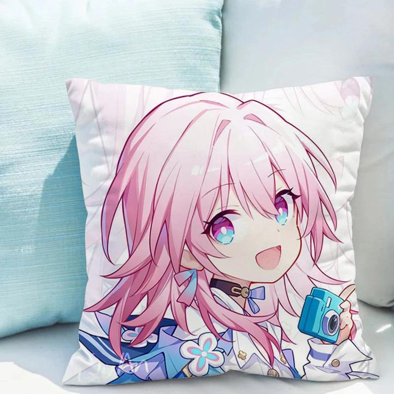 Honkai Star Rail X Cushions Covers Double-sided Printing Cushion Cover X Short Plush Decoration Living Room Car Sofa