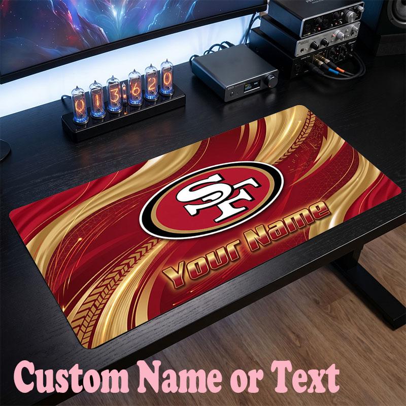 Tappetino Mouse Personalizzato con Nome Testo San Francisco 49ers, Tappetino Mouse Grande per Scrivania Regalo Personalizzato per Ufficio Domestico