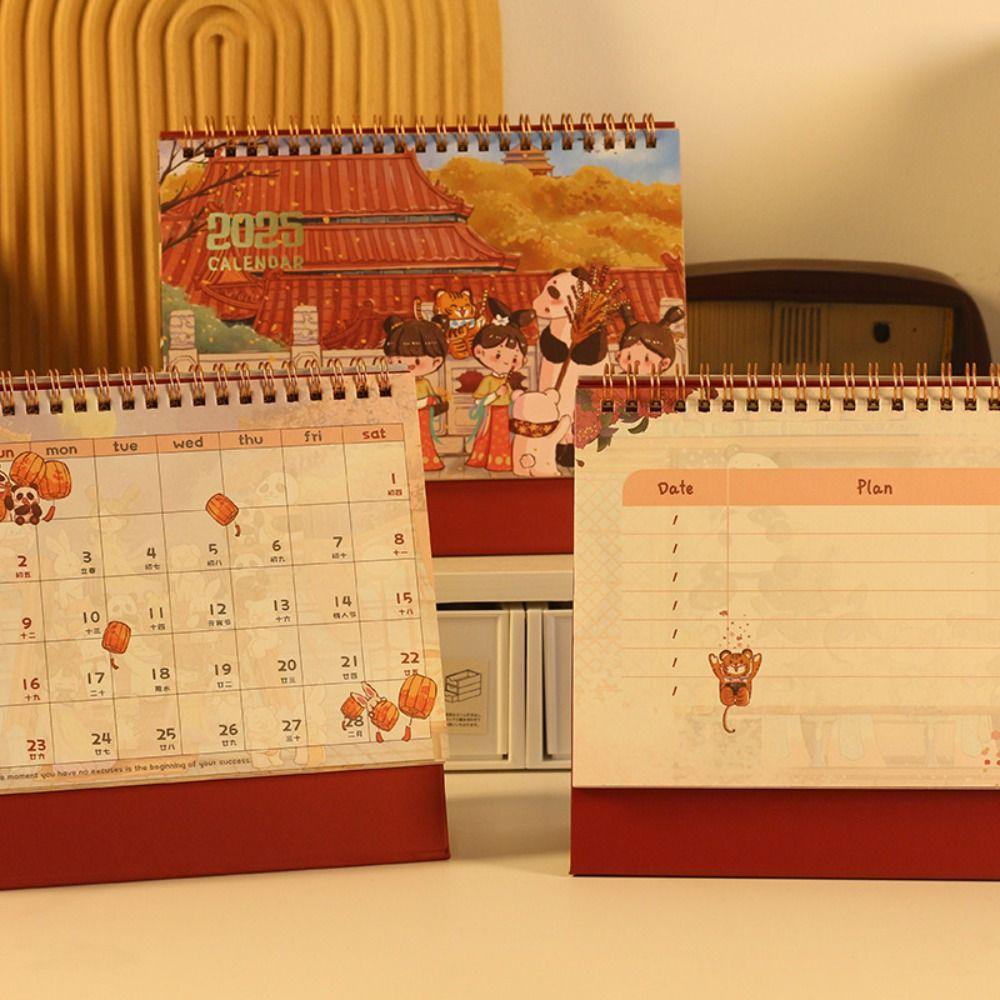 Ancient Style 2025 New Year Desk Calendar Desktop Monthly Calendar Home Office Supplies