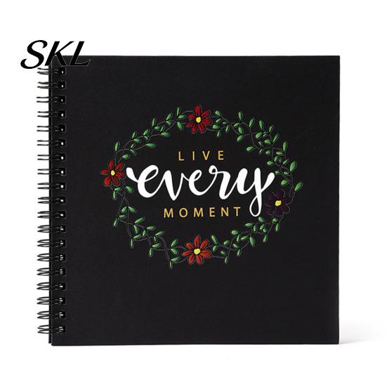 Family Photo Album Album, 6 Inch Cardboard with Black Paper Pages for DIY Memory Handmade Scrapbook Keeping, Portable Vintage Travel Celebrations,