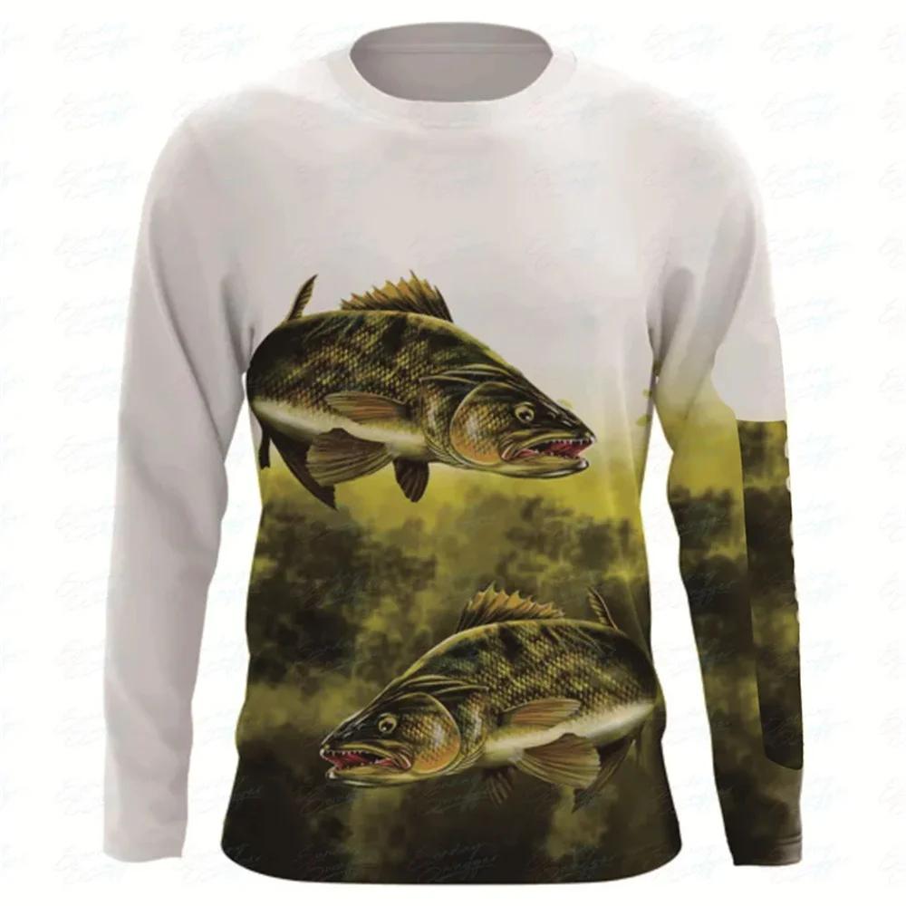 

Мужская футболка с длинным рукавом и 3D принтом «Рыбалка», быстросохнущая уличная быстросохнущая спортивная модная футболка с круглым вырезом 6XL 6XL