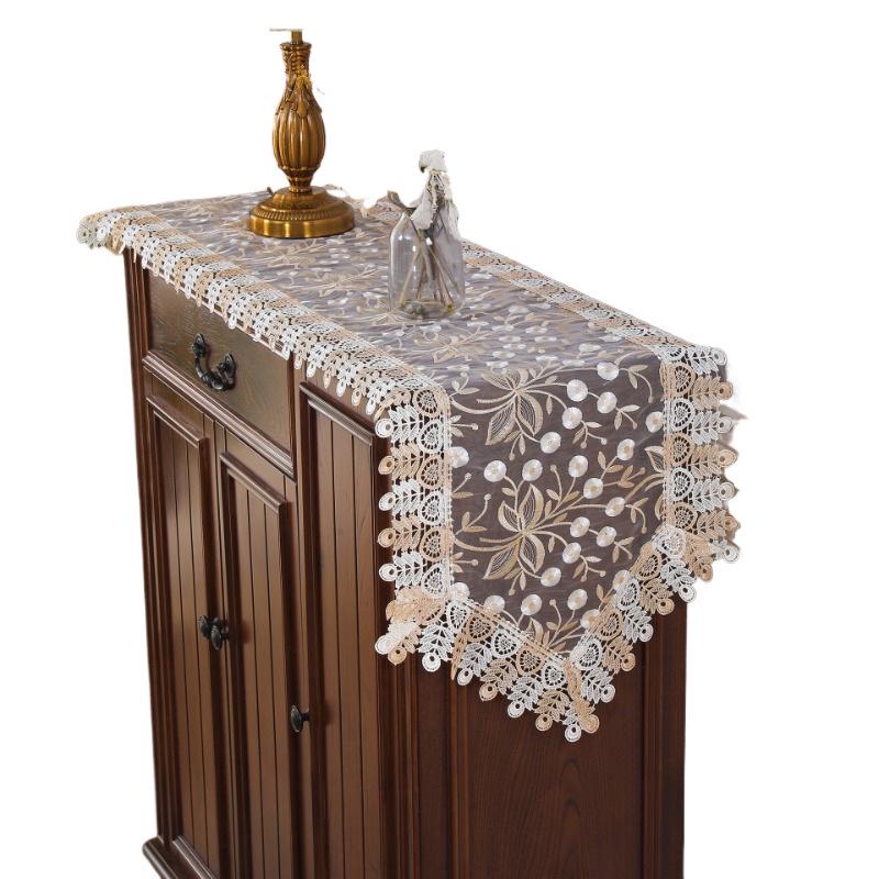 European Lace Embroidered Table Runner & Coaster Set