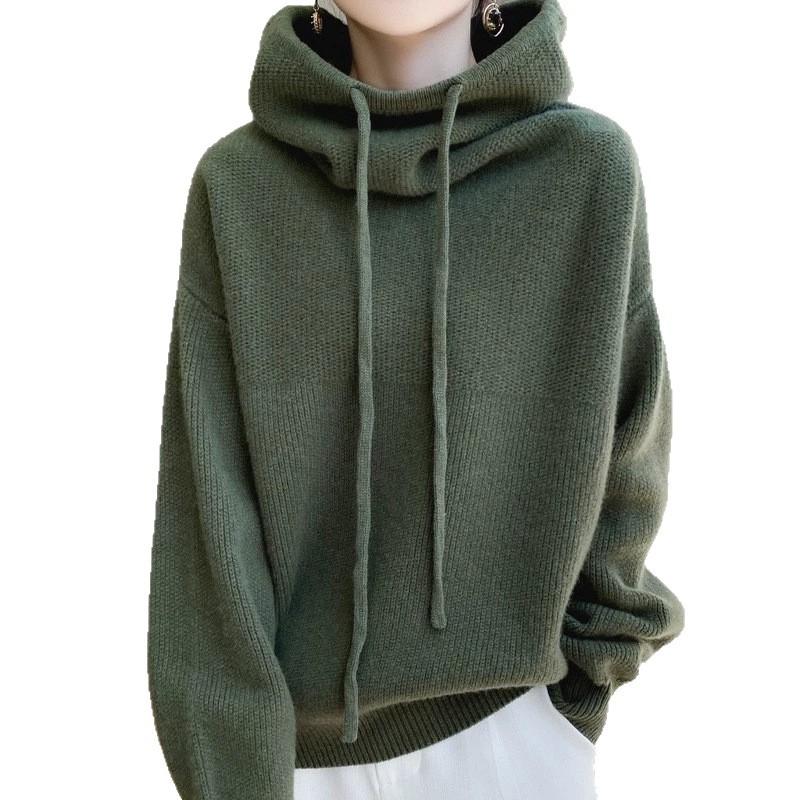 Pile neck sweater women's 2026 winter new solid color loose thick knitted sweater top trendy bottoming shirt women's autumn and winter