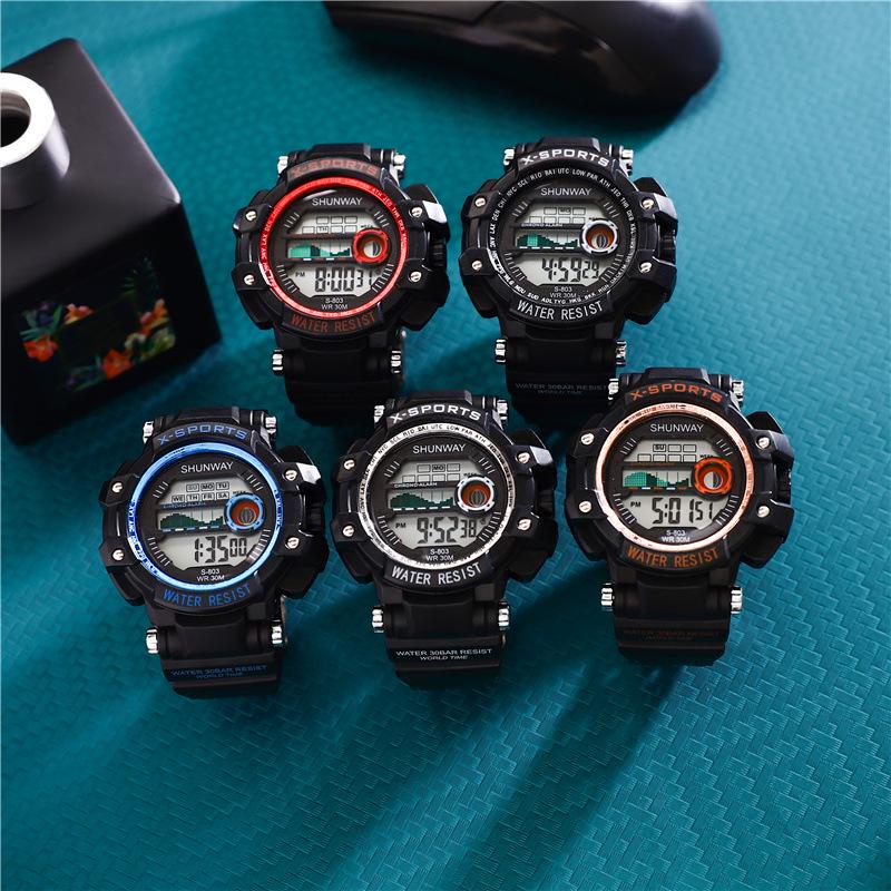 Ceas LED pentru tineret, luminos, rezistent la apă, cronograf sport multifuncțional
