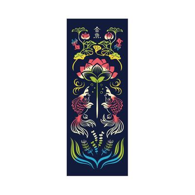 JIKAN STYLE Kenema Tenugui Hand Hasumi Made In 35 X 90 50287 Towel, Goldfish, Chū-dyed, Japan, 100% Cotton, Approx. Cm,