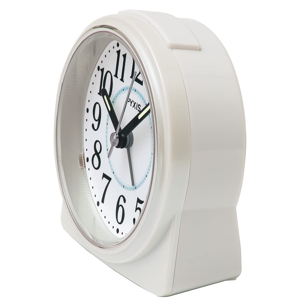 Seiko Clock PYXIS NR451W Analog Alarm Table White 89 X 86 X 47 Mm Clock, Clock, Pearl,