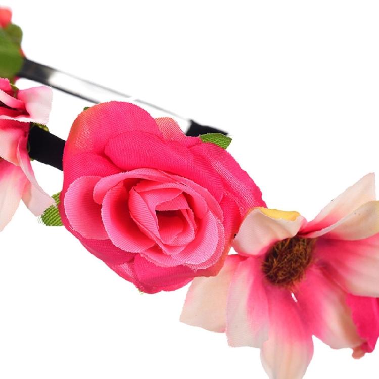 Stylish Fabric Flower Hairhoop with Leaves Birthday Party Gathering Headband Garland Hairband for Various Event