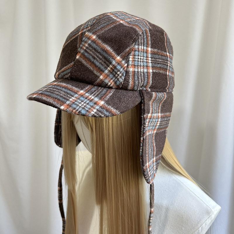 Women's New Winter Trapper Hat - Fashion Casual Plaid Earflap Cap Wide Brim Coldproof Outdoor Stylish Aviator Hat