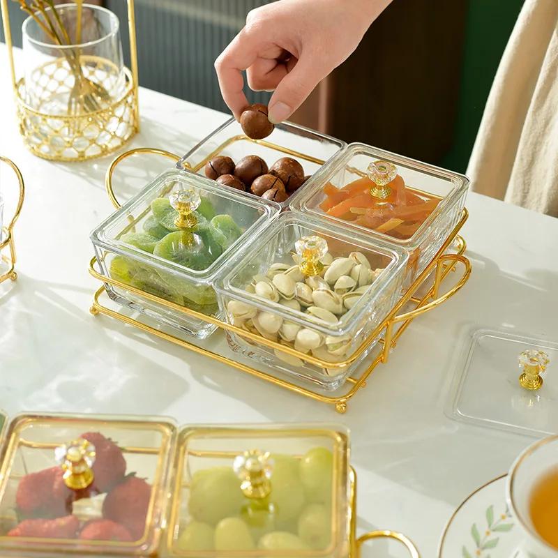 Nordic Fruit Dessert Snacks Bowl Salad Food Nuts Storage Tray With Lid Glasses Dishes Serving Bowl For Party Cake Holder Set