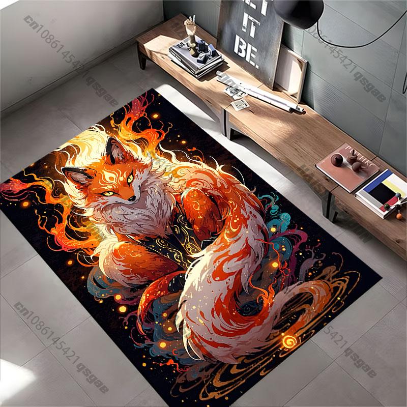 Mystical fiery fox spirit carpet Yoga living room room decor children's crawling mat doormat area rug games mat