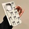Bowknot Pattern TPU Leather Texture Case For iPhone 16 15 Pro Max 14 Pro 13 12 11 Slim Matte Shockproof Soft Phone Cover