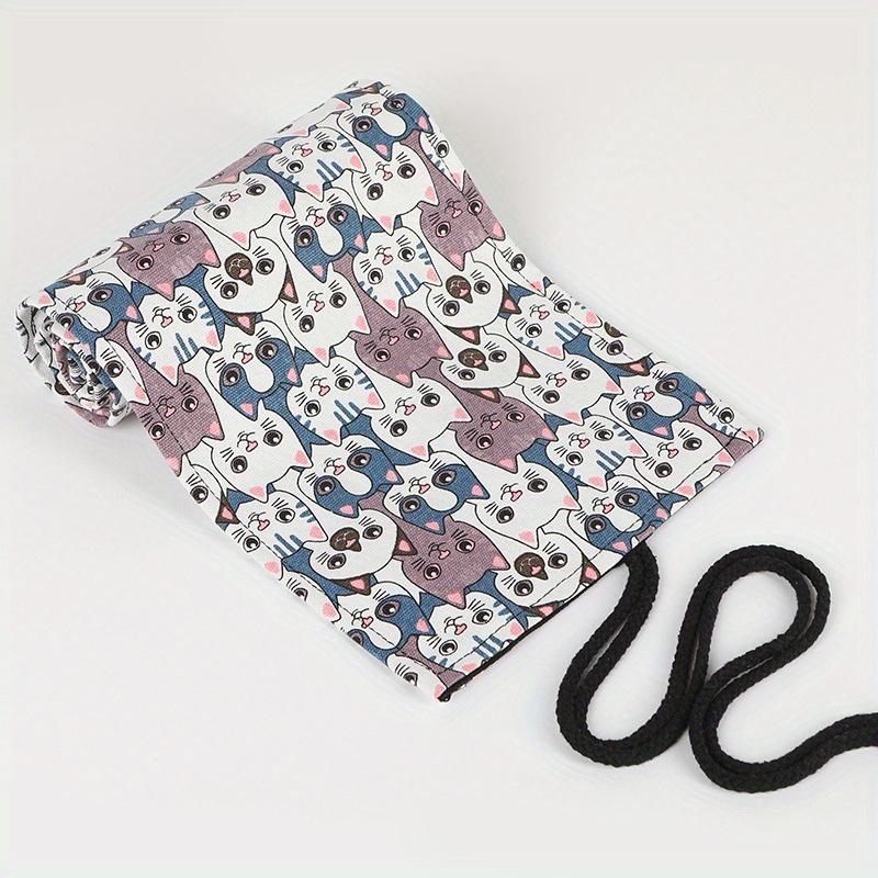 Constellation Printing Canvas Roll Up Pen Curtain Pencil Bag Case Makeup Brush Wrap Holder Storage Pouch Stationery Organizer