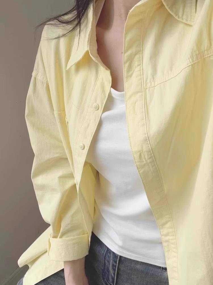 

Женская летняя рубашка с длинным рукавом для защиты от солнца чистого зеленого цвета - Нишевый, универсальный дизайн, Коллекция 2025 Large (L) жёлтый