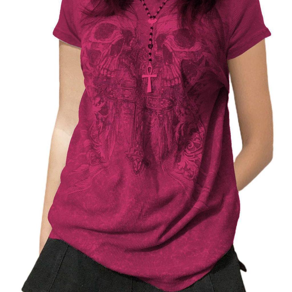 2023 European & American Halloween Skull Print Casual Women's Short Sleeve Sweatshirt Top