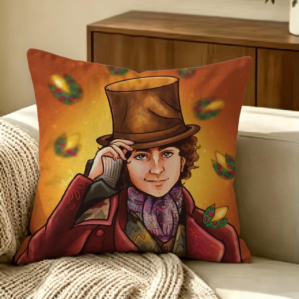 Tvshow Wonkas Cushion Cover Pillow Cover Nordic Minimalist Throw Doublesided Print Cushion Case For Sofa Bedroom Decor