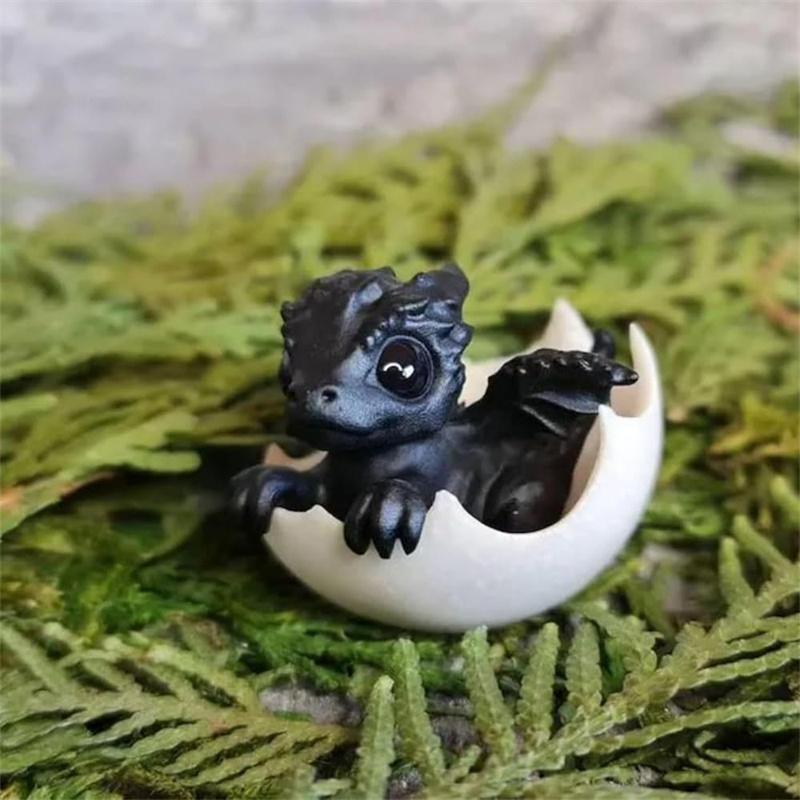 Newborn Dragon In Egg 3D Mini Art Dragon Statue Little Miniature Of Dragon Hatching Dragon Newborn Ocean-Clear Resin