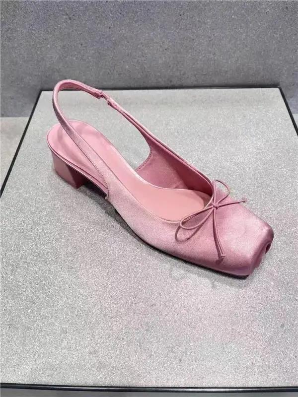 

Новые женские балетки с острым носком, на высоком каблуке, украшенные узлом, Мэри Джейн, модные, удобные 40 розовый