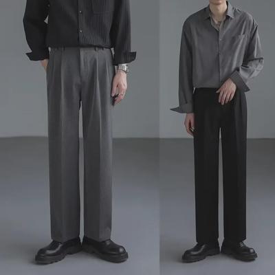 Erkek Kore Tarzı Geniş Paça Takım Pantolonu - Trend, Bol, Yakışıklı ve Düz Paça Tasarım
