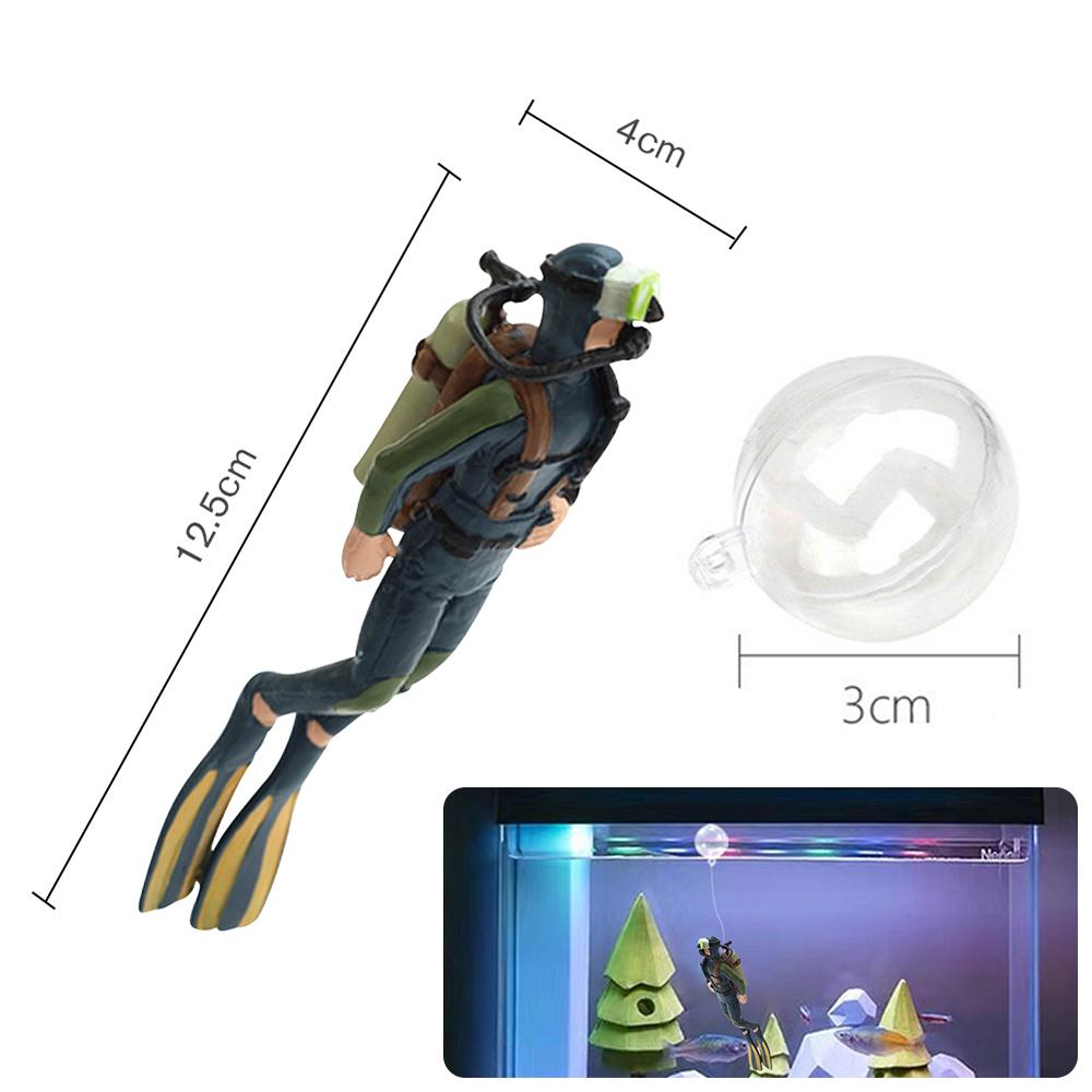 Treasure Chest Hunter Diver Action Figure Fish Tank Ornament Air Bubbler Movement Aquarium Undersea Landscape Decorations