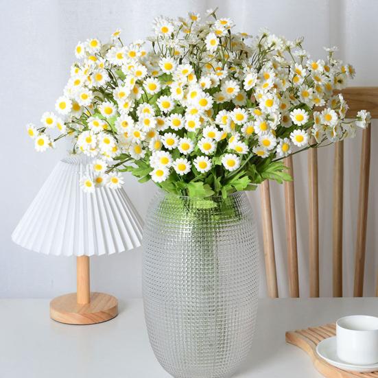 Artificial Flowers 30 Heads Silk Cloth Chamomile Stems Pastoral Style Fake Flowers Wall Wedding Decor Photo Props