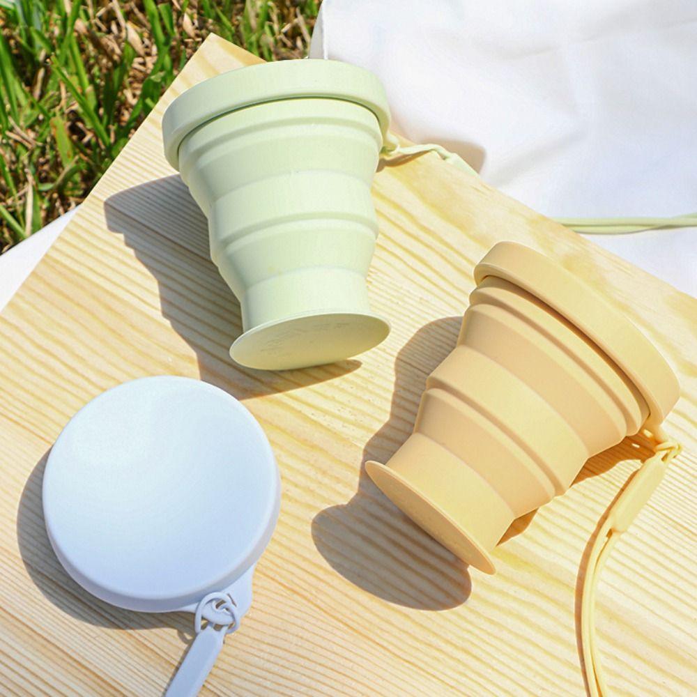 

Складная силиконовая чашка с крышкой для походов и путешествий, складная переносная чашка для воды