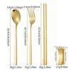 4Pcs 304 Stainless Steel Cutlery Set Sushi Sticks Dinner Spoons Set Dinnerware Korean Chopsticks Fork Spoon Flatware Set