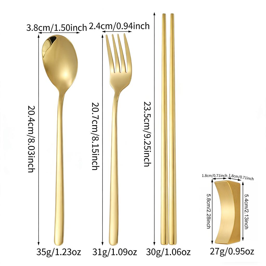 4Pcs 304 Stainless Steel Cutlery Set Sushi Sticks Dinner Spoons Set Dinnerware Korean Chopsticks Fork Spoon Flatware Set