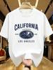 Wzm102171los Angeles Printed Plus Size Unisexs Round Neck Summer Casual Short Sleeved Street Fashion Versatile Tshirt