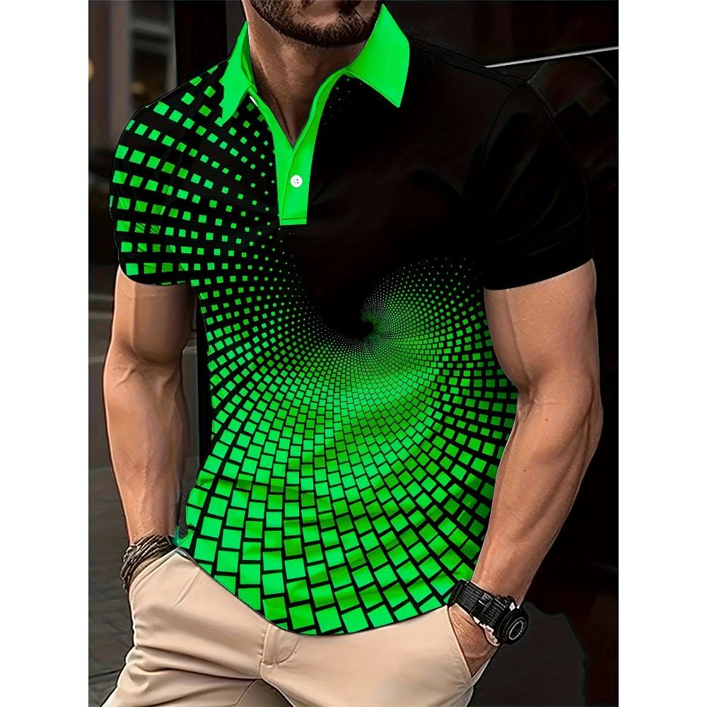 Pattern fashion men's polo shirt summer short sleeved 3D printed top T-shirt