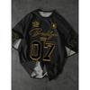 Men's Brooklyn 07 Pattern Printed Summer T-shirt Casual Loose Collar