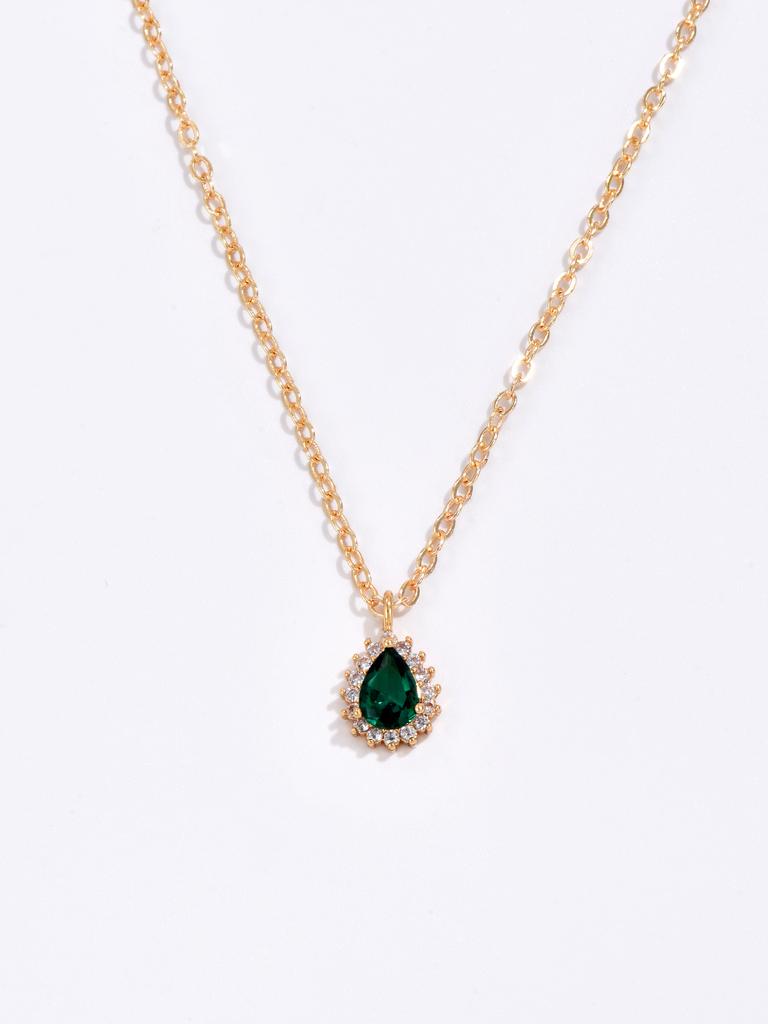 Trendy New Zircon Inlaid Water Drop Pendant Chain Necklaces for Women Fashion Exquisite Party Wedding Necklace