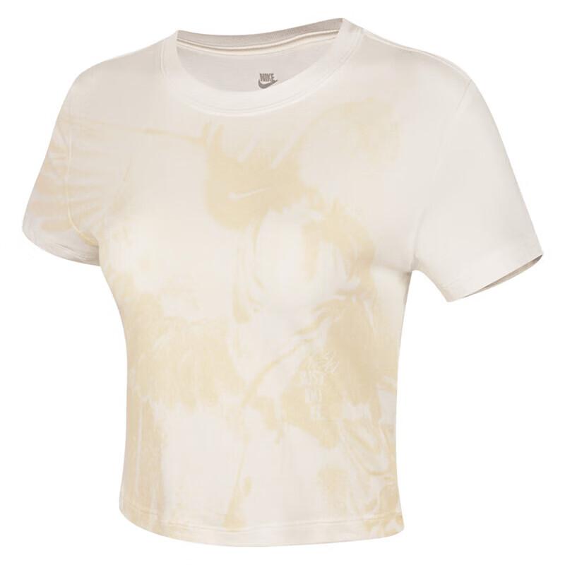 Nike T Shirts Women s Ecru Crew Neck Moderate HV5001-133 M