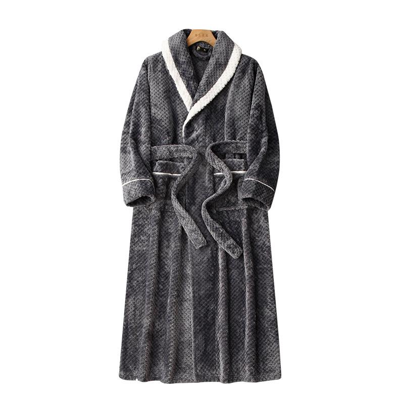 Thickened Plaid Flannel Couple's Bathrobe - Women's Plus Size & Men's Extra Long Fleece Robe