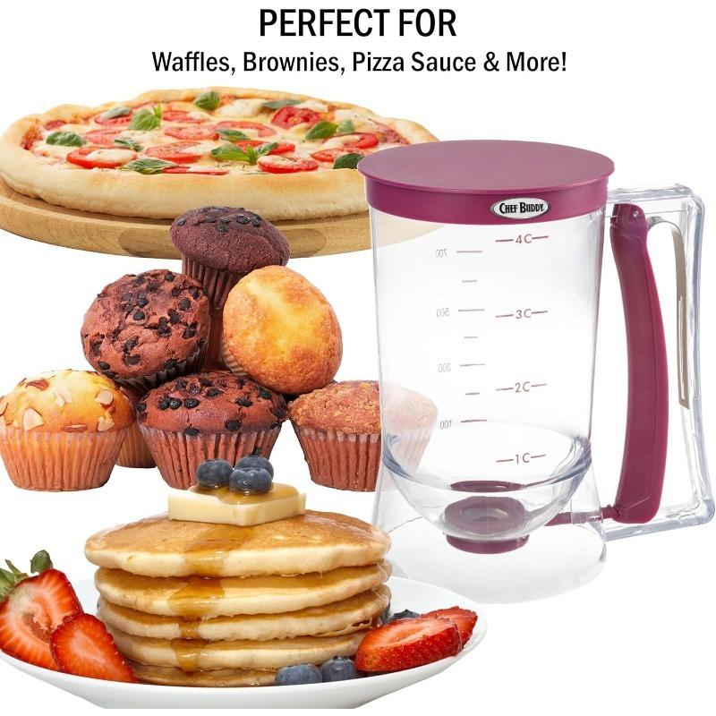 1PC Pancake Batter Separator,Cupcake Batter Separator,Handheld Funnel Measuring Cup,Perfect Pancake,Cupcake,Waffle,Curry