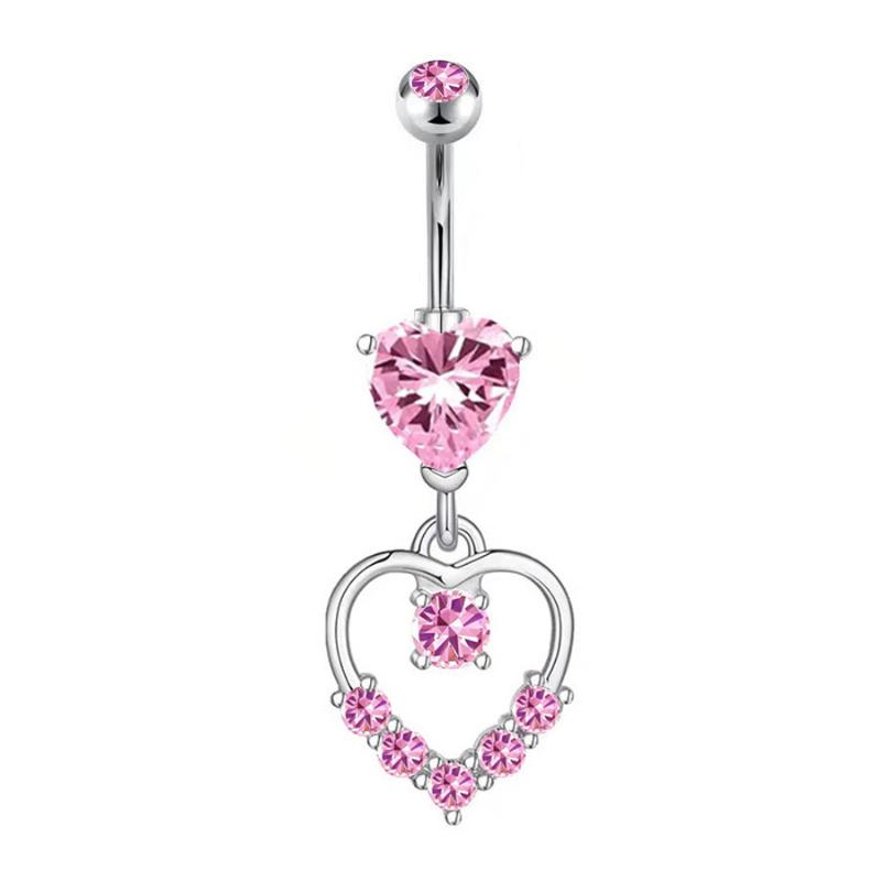 Premium Stainless Steel Navel Ring Hypoallergenic Sparkling Zircon Belly Button Piercing for Party