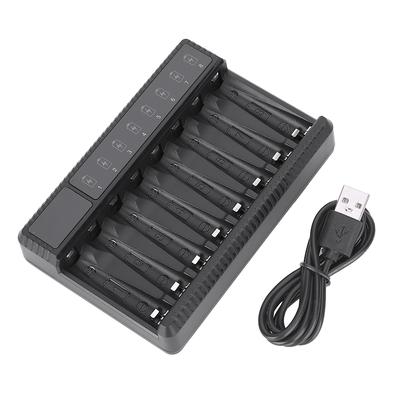 SEIVI Black PC Intelligent Protection Portable Travel Smart Display USB Eight Slot Battery Charger