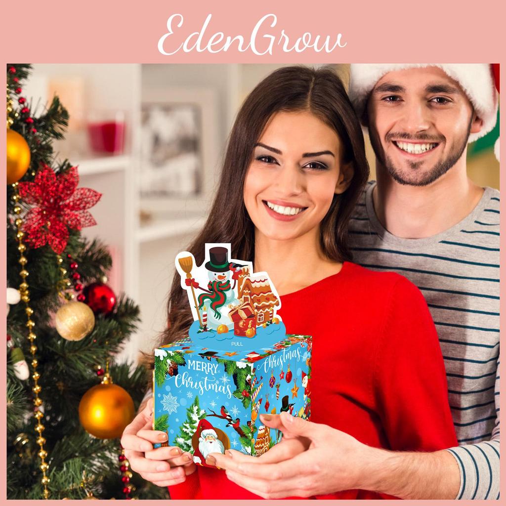 Blue Christmas Theme Pattern Gift Box For Holiday Celebration