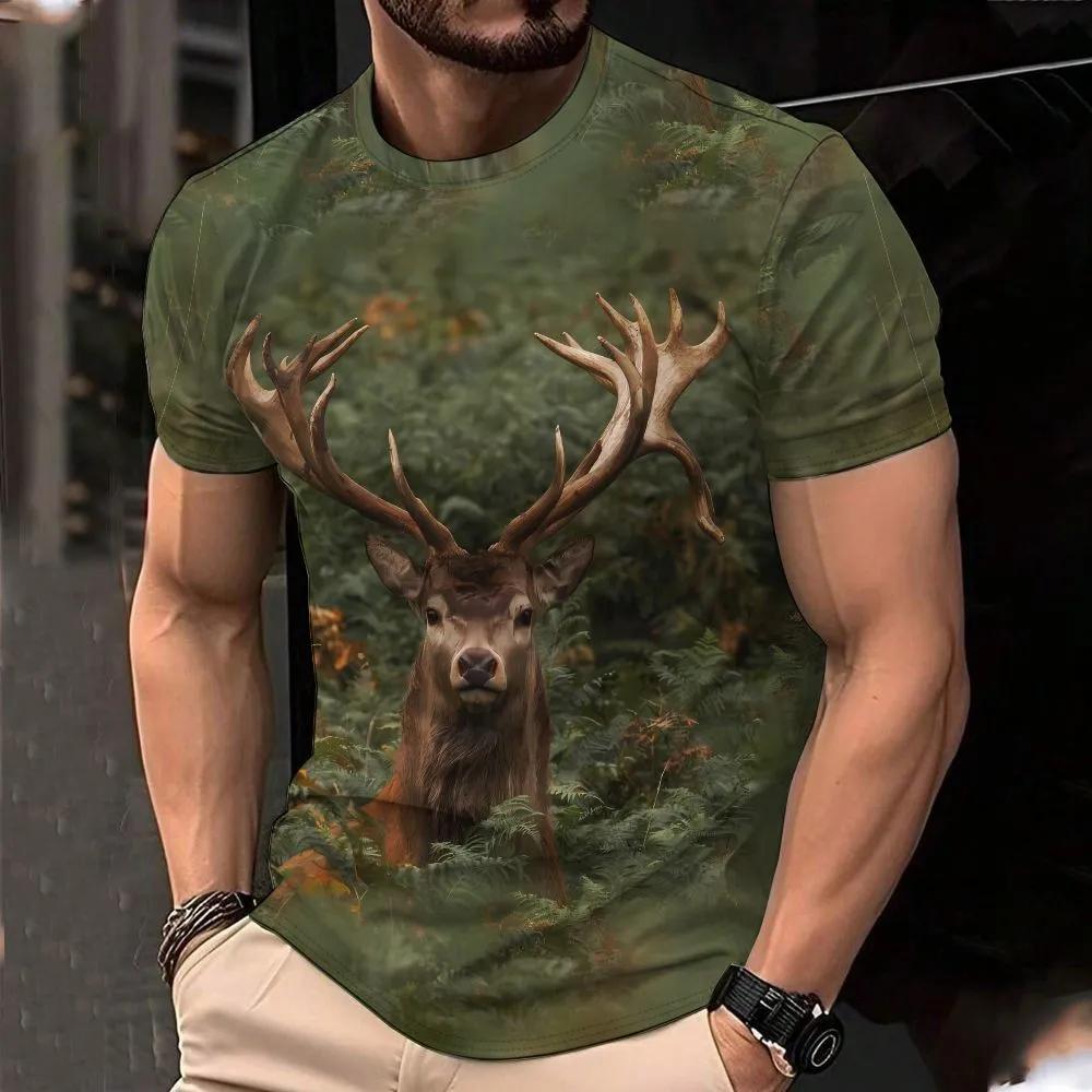 Pánské ležérní a pohodlné tričko s krátkým rukávem s potiskem, módní tričko s kulatým výstřihem, oblečení