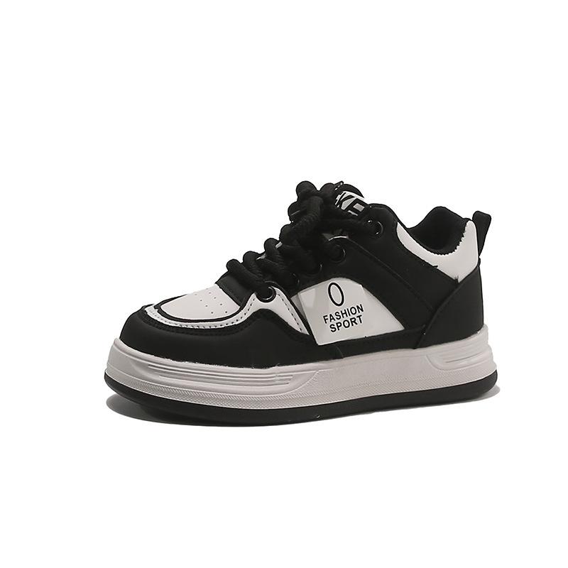 Kids Black White Color Block Non Slip Thick Sole Casual Board Sneakers 28 чёрный