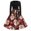 Women's Casual Fashion Round Neck Christmas Printed Vintage Dress