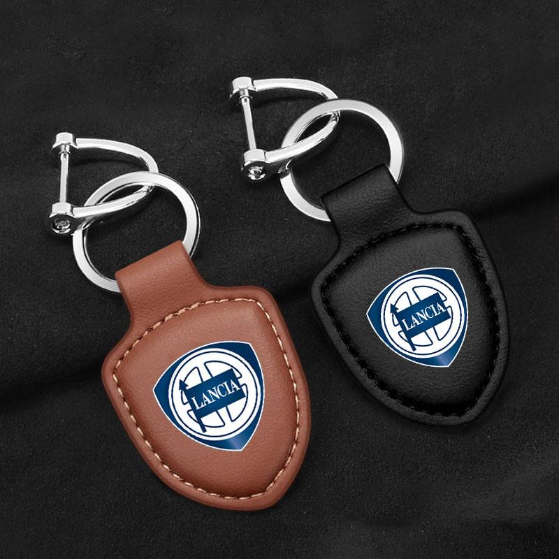 Car smart key case cover key wallet keychain shield shape Pendant ring for Lancia ypsilon delta musa nera thema STRATOS Y Phedra