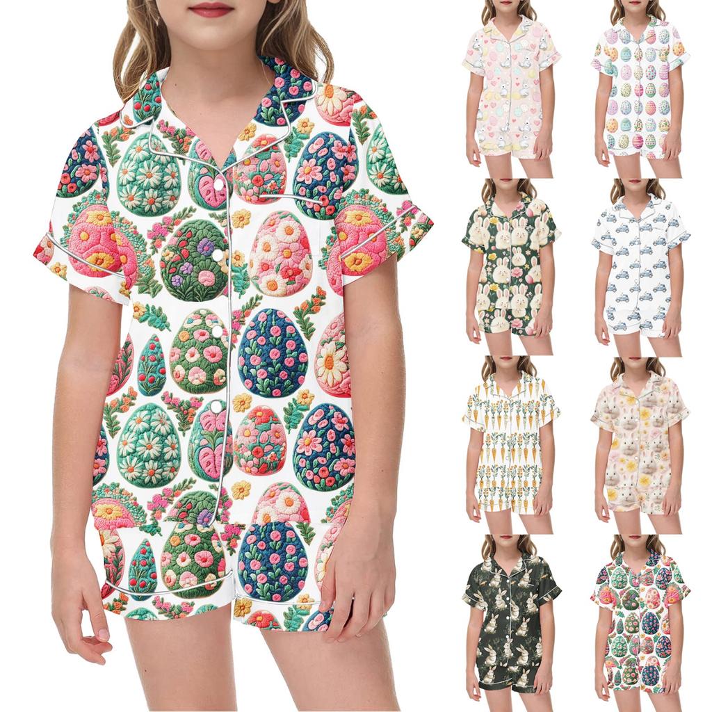 Kids' Printed Pajama Set - Short Sleeve & Shorts Sleepwear