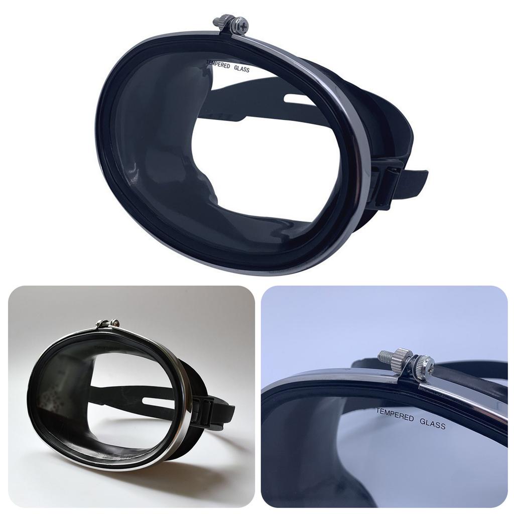 Brett Synfält Fridykningsmask Härdat Glas Lins Simning Snorkling Mask Oval Form Klar Panoramagoggle Tålig