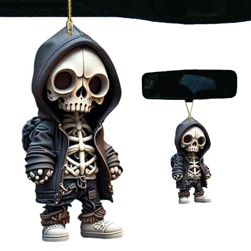 Acrylic Playful Skeleton Car Hanging Decoration Colorful Halloween Accessory Car