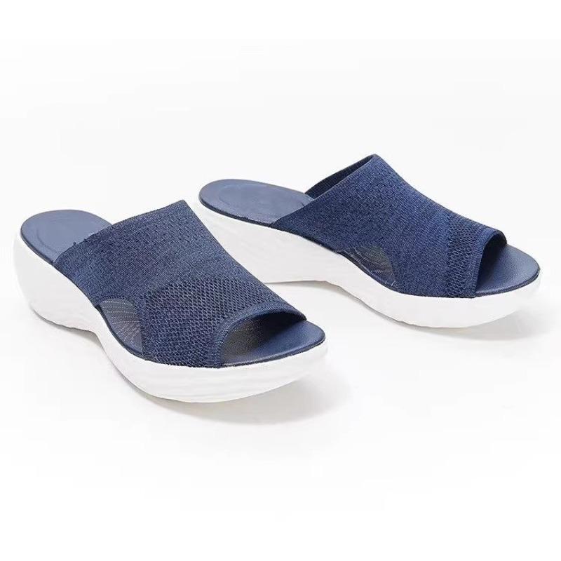 Fashion Women Slippers Elastic Shoes 2025 New Summer Women Slippers Lightweight Slip on Heeled Sandals Female Slides Women Flats Sandals