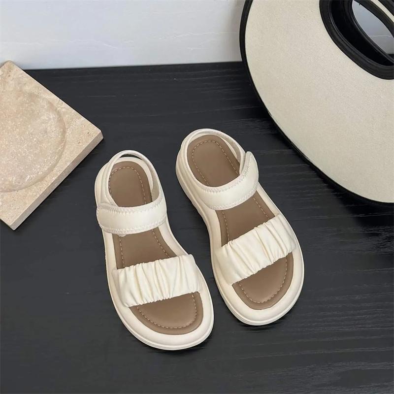 

Summer Fashionable Casual and Comfortable Girls Elegant and Cute Open-toe Wear-resistant Beach Thick-soled Non-slip Sandals 27 бежевий