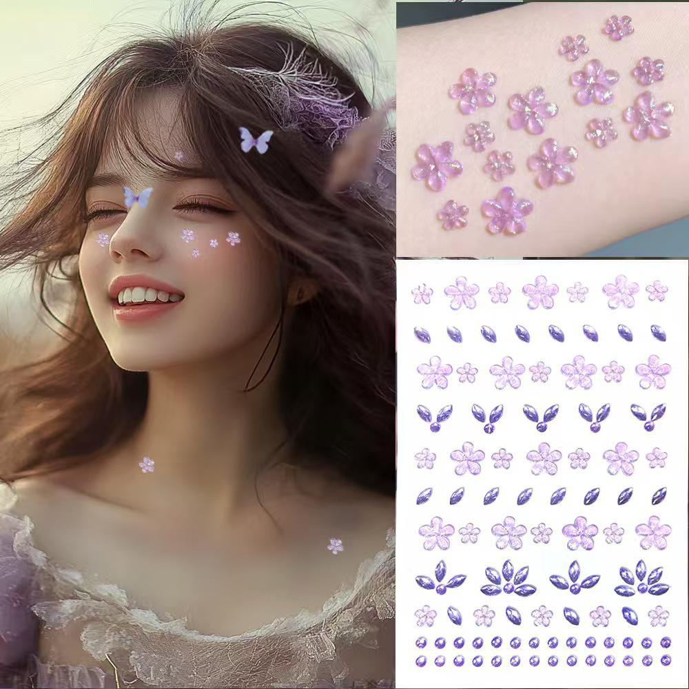 3D Stereoscopic Rhinestone Four-Leaf Clover Face Sticker Ornament