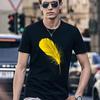 2023 Summer Men Clothes Short-sleeved T-shirt Casual Breathable Male Clothing O-Neck T Shirt Feather Printed Fashion New Tops