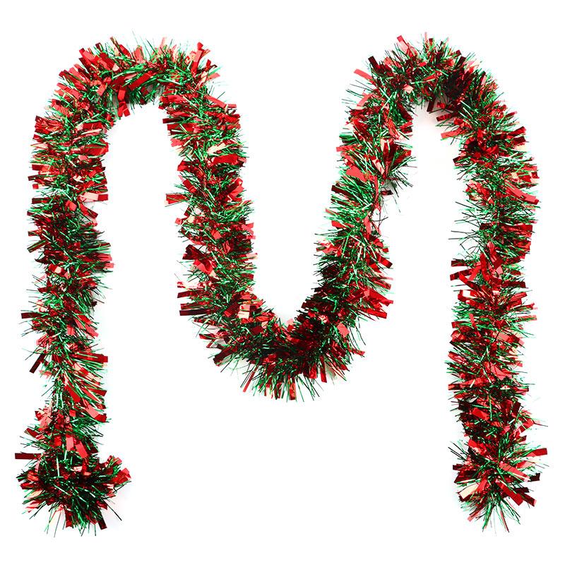 (2pieces/bag)Width 8.83CM * 2M Long Christmas Decoration Red and Green Striped Flower Christmas Tree Pendant Matching Design